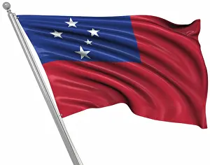 Prints of Flag of Samoa, This is a computer generated and 3d rendered image Samoa Prints: Computer Generated 3D Rendered Flag of Samoa Print