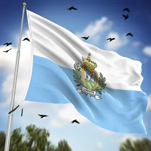 Framed Print : 3D Rendered Print of the Flag of San Marino Framed Print : 3D Rendered Print of the Flag of San Marino