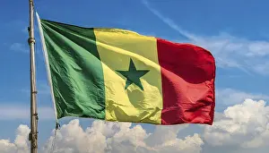 African National Symbols Prints: The flag of Senegal, fluttering in the wind