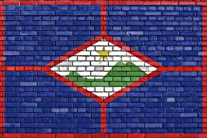 The Netherlands Travel Photography Prints: Flag of Sint Eustatius painted on brick wall