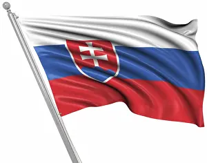 Central Europe Images Prints: Flag of Slovakia, This is a computer generated and 3d rendered image