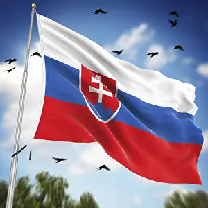 Central Europe Flags Prints: Flag of Slovakia, This is a computer generated and 3d rendered image