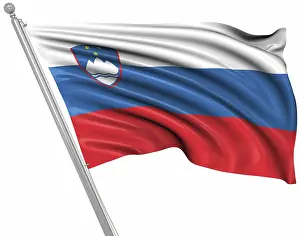 European Flag Prints: Flag of Slovenia, This is a computer generated and 3d rendered image