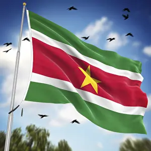 Suriname Flag Prints: Flag of Suriname, This is a computer generated and 3d rendered image