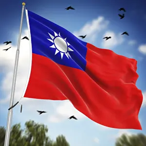 Prints of Flag of Taiwan, This is a computer generated and 3d rendered image Related Prints: Computer Generated 3D Rendered Print of the Flag of Taiwan
