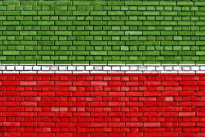 Painted Brick Wall Designs Prints: Flag of Tatarstan painted on brick wall