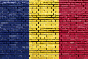 Prints of Flag of Tchad painted on brick wall Chad Prints: Flag of Tchad Print on Brick Wall