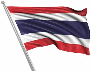 Asian Country Flags Prints: Flag of Thailand, This is a computer generated and 3d rendered image