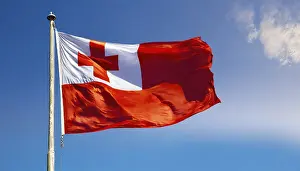 Related Prints: The Flag of Tonga Print: Isolated Blue Sky Scene