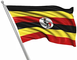 Prints of Flag of Uganda, This is a computer generated and 3d rendered image Related Prints: Computer Generated 3D Rendered Print of the Flag of Uganda