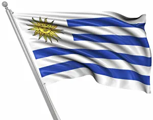Prints of Flag of Uruguay, This is a computer generated and 3d rendered image Uruguay Prints: Computer Generated 3D Rendered Print of the Flag of Uruguay