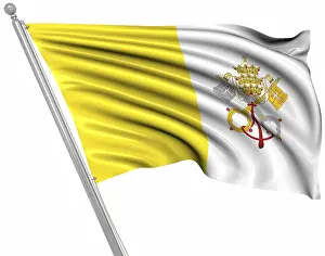 Vatican City Flag Prints: Flag of Vatican City, This is a computer generated and 3d rendered image