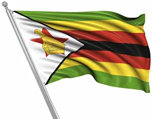 Zimbabwe Flag Prints: Flag of Zimbabwe, This is a computer generated and 3d rendered image