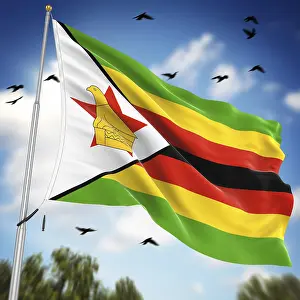 Zimbabwe Flag Prints: Flag of Zimbabwe, This is a computer generated and 3d rendered image