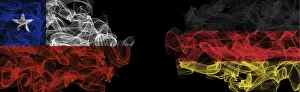 South American Flags Prints: Flags of Chile and Germany on Black background