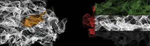 United Arab Emirates Flag Prints: Flags of Cyprus and UAE on Black background