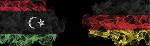 German Federal Republic Flag Prints: Flags of Libya and Germany on Black background