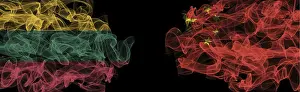 Prints of Flags of Lithuania and China on Black background, Lithuania vs China Smoke Flags Related Prints: Lithuania and China Flags Print on Black Background