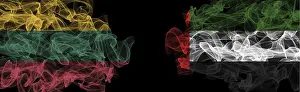 Prints of Flags of Lithuania and UAE on Black background, Lithuania vs United Arab Emirates Smoke Flags Related Prints: Flags of Lithuania and UAE on Black Background Print