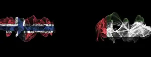 Dark Colored Backgrounds Prints: Flags of Norway and UAE on Black background