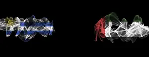 Prints of Flags of Uruguay and UAE on Black background, Uruguay vs United Arab Emirates Smoke Flags Uruguay Prints: Uruguay and UAE Flags Print on Black Background