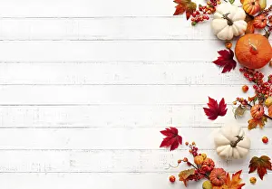 Text Free Space Photography Prints: Flat lay autumn composition with copy space