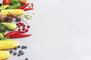 Copy Space For Text Ideas Prints: Flat lay with different vegetables