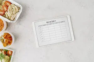 Food Photography Concept Prints: Flat lay food menu plan template
