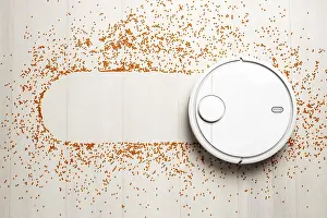 Modern Architecture Design Prints: Flat lay wireless controlled vacuum cleaner