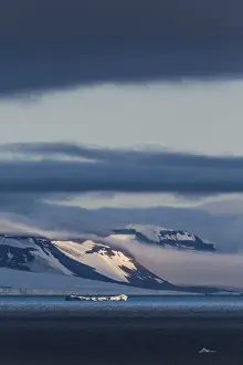 Uninhabited Island Group Russia Prints: Flat table mountains covered with ice