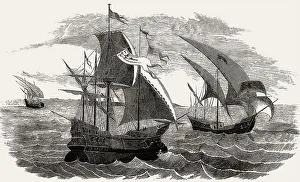Historic Sailing Boats Prints: The fleet of Christopher Columbus