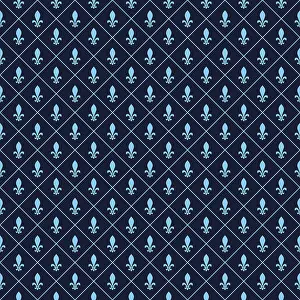 Seamless Floral Design Prints: Fleur-de-lis seamless vector pattern in blue tones
