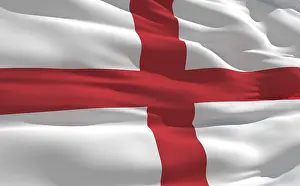 Windy Flag Prints: Fluttering flag of England on the wind