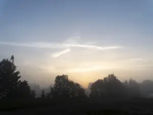 Eastern Germany Scenery Prints: Fog and dawn between trees and meadows