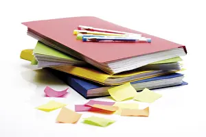 Colored Pencil Art Prints: Folder, post-it notes and pens