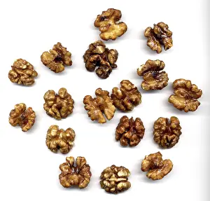 Nutrition Meal Ideas Prints: Food, Walnuts kernel over white background