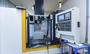 Metal Fabrication Technology Prints: Foreground control panel of modern arc cutting machine