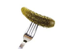 Food Photography Fork Prints: Fork holding a pickle