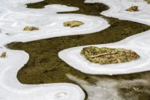 Uninhabited Canyon Landscape Prints: Forms and structures of ice on water