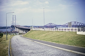 Firth Of Forth Waterfront Prints: Forth Road Bridge, crossing the Firth of Forth, South Queensferry, Scotland, 1968