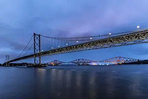Uninhabited City Centre View Prints: The Forth Road Bridge with the Forth Bridge in the background