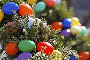 Easter Egg Decorations Prints: A fountain decorated for easter