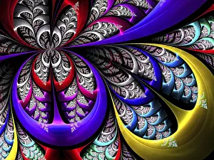 Multicoloured Fractals Prints: Fractal blurred ornament - abstract computer-generated image