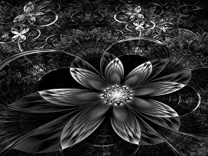 Digital Art Prints: Fractal Flower Print - Intricate Patterns