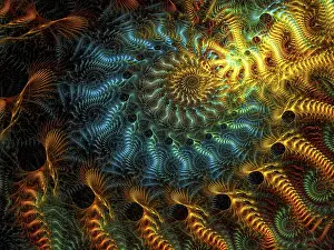 Computer Generated Fractal Art Prints: Fractal spiral - abstract computer-generated image