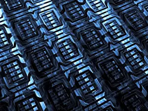Digital Art Prints: Fractal Texture Print - Abstract Metallic Relief