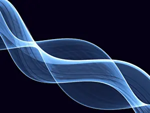 Digital Art Prints: Fractal Wave Print - Elegance on Dark Background