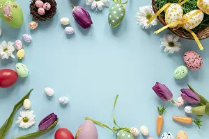 Christian Holiday Decoration Prints: Frame made ornaments eggs easter