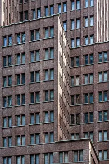 German Federal Republic Buildings Prints: Full frame pattern of windows in office building with brick facade