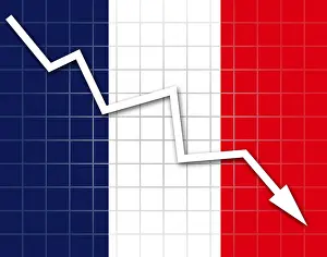 National Symbol Prints: The French flag and arrow graph going down